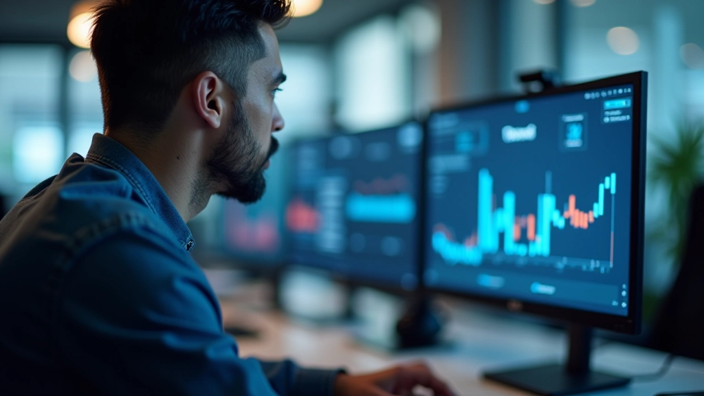 Person analyzing game analytics dashboard with player engagement metrics and performance data