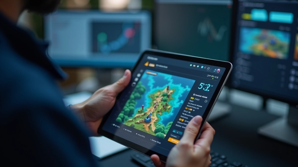 Developer studying player drop-off points on mobile game level progression map with annotations showing where users abandon gameplay