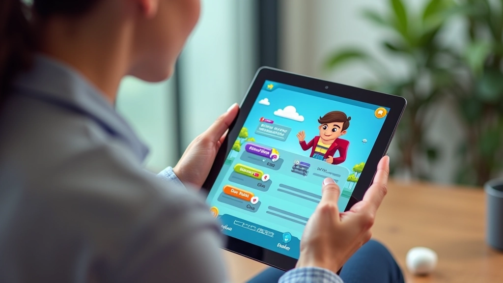 Educational game showing character progression and learning mechanics