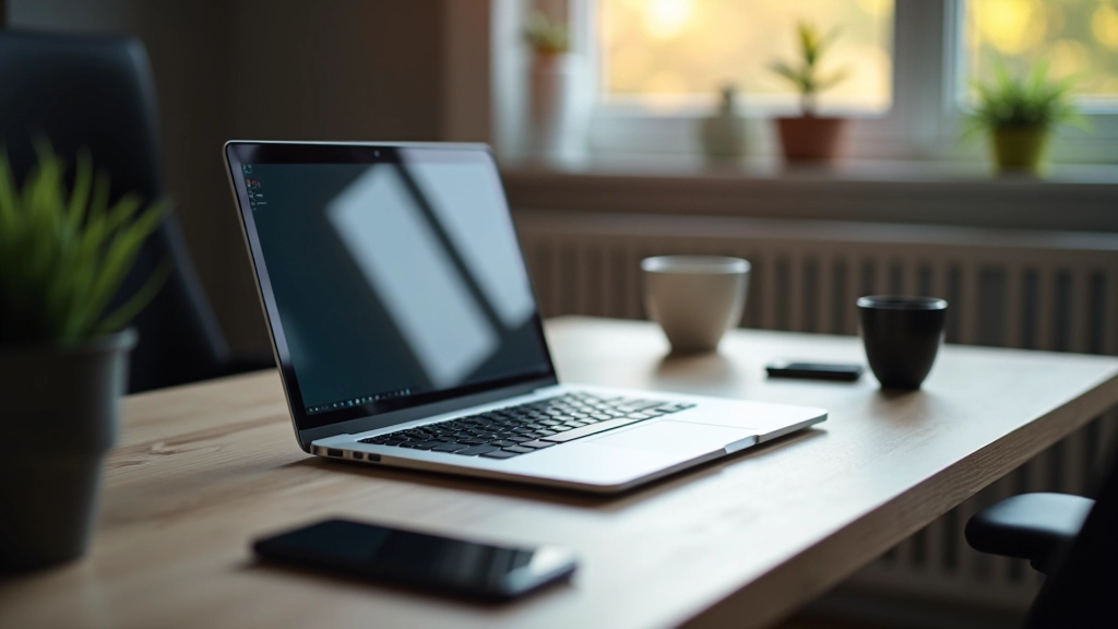 Game development workspace with programming tools and mobile devices on desk