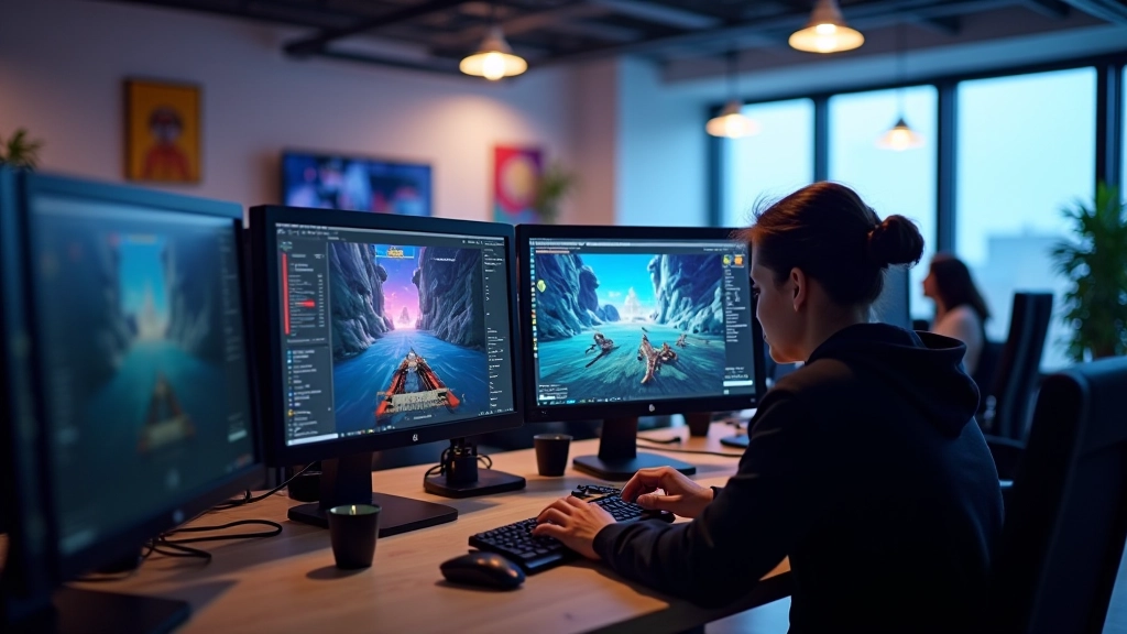 PixelForge Games Ltd development studio with developers working on game projects